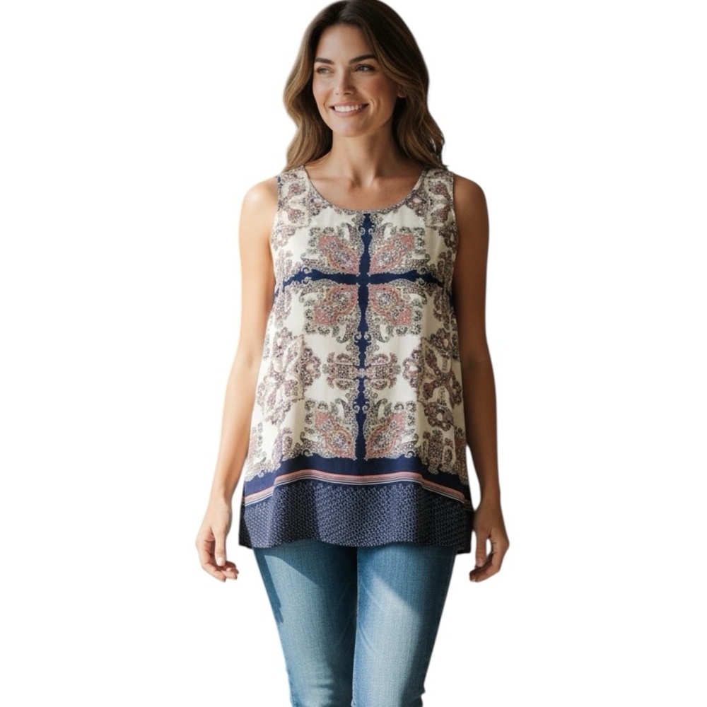 41 HAWTHORN PAISLEY LYONE STITCH FIX ROUND NECK TANK TOP S